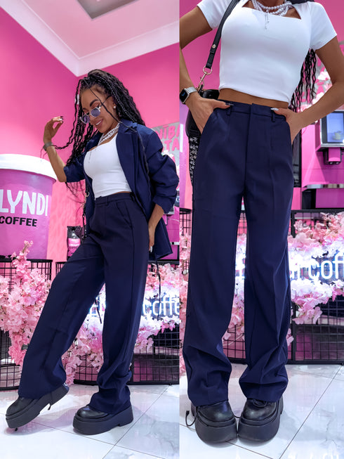 Klasikinės, NAVY ZILOS audinio kelnės "SEASON HIT" VS02