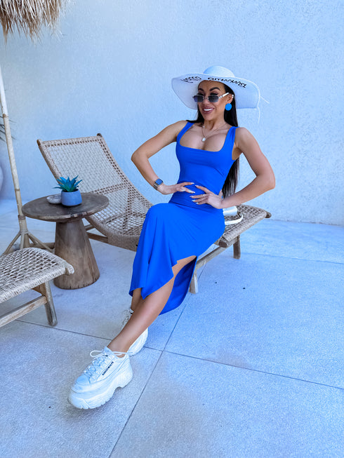 СВЕТЛО СИНЕЕ, прилегающее платье "PARTY MOMENT"