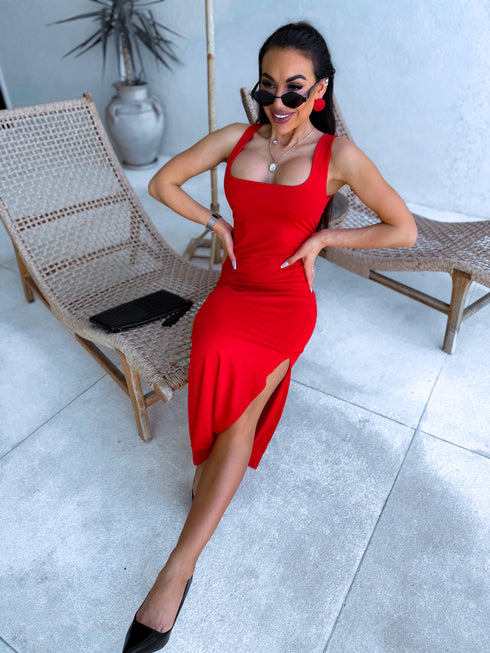 SARKANA, pieguļoša kleita "PARTY MOMENT"