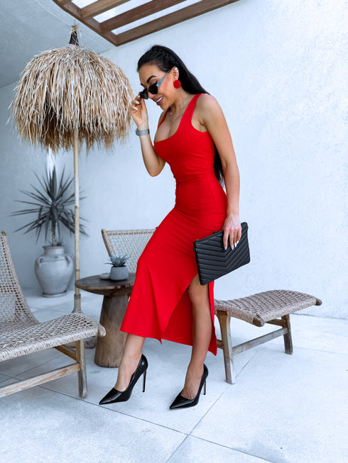 SARKANA, pieguļoša kleita "PARTY MOMENT"