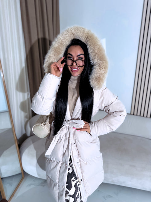 СВЕТЛО-БЕЖЕВАЯ куртка на широкой застежке "CAMRY FC96"