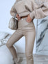 Dark beige imitation leather trousers "WINTER BOOM" HM1005