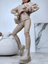 Dark beige imitation leather trousers "WINTER BOOM" HM1005