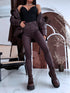 Faux leather pants "THE 80'S SKINNY" SHW7309 - CHOCO