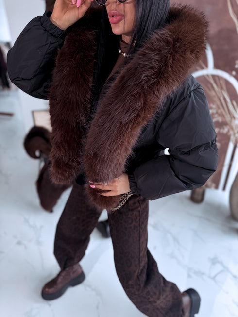 Pufīga, īsā virsjaka "OLYMP FC7631" - MELNA