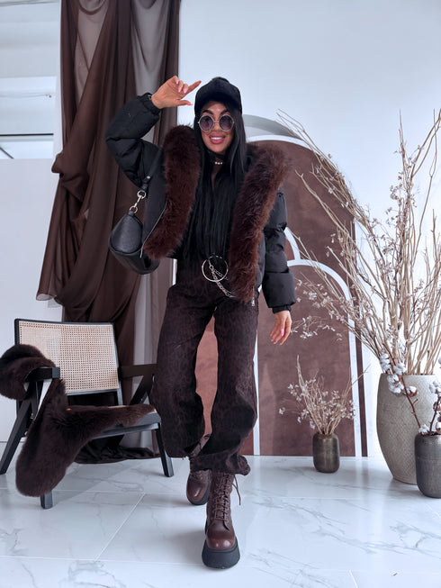 Pufīga, īsā virsjaka "OLYMP FC7631" - MELNA