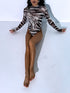 Brown mesh bodysuit "SPARKLE TIGER"