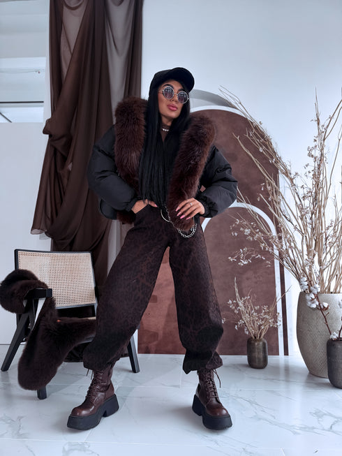 Pufīga, īsā virsjaka "OLYMP FC7631" - MELNA