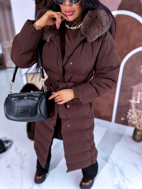 Длинная куртка "CLIMATE ZONE" FC7529 - шоколадно-коричневая