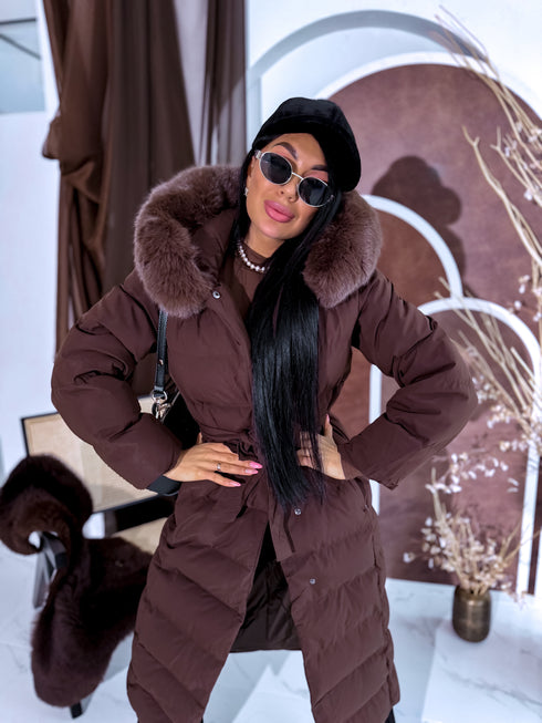 Длинная куртка "CLIMATE ZONE" FC7529 - шоколадно-коричневая