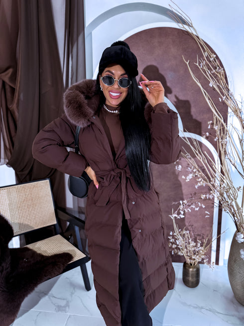 Длинная куртка "CLIMATE ZONE" FC7529 - шоколадно-коричневая