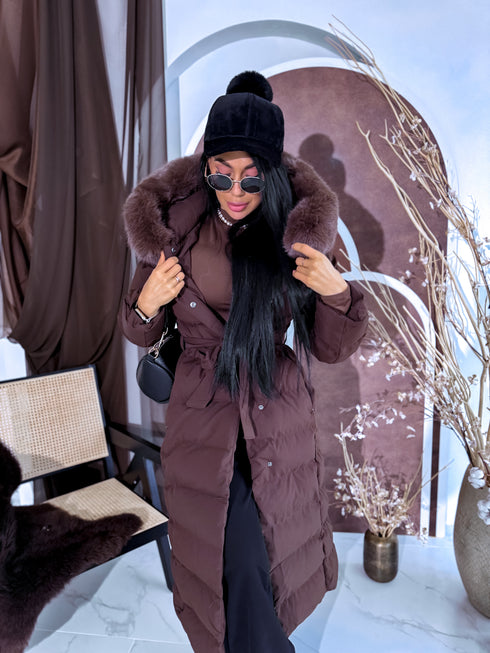 Длинная куртка "CLIMATE ZONE" FC7529 - шоколадно-коричневая