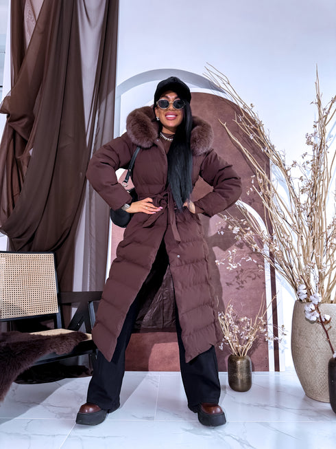 Длинная куртка "CLIMATE ZONE" FC7529 - шоколадно-коричневая