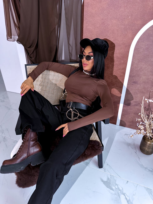 Классический боди с воротником "AMAZING" - CHOCO