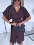 Dress "SOFT HOUR" + belt A19084 - CHOCO