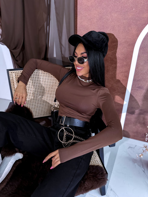 Классический боди с воротником "AMAZING" - CHOCO