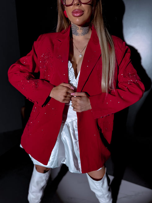 LUX žakete ar kristāliem "FLASH V5200" - SARKANA