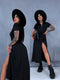 Melna kleita ar zelta krāsas pogām "GENTLE TOUCH HS6357"