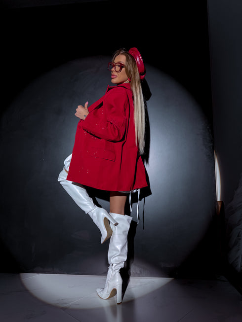 LUX žakete ar kristāliem "FLASH V5200" - SARKANA