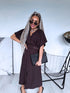 Dress "SOFT HOUR" + belt A19084 - CHOCO
