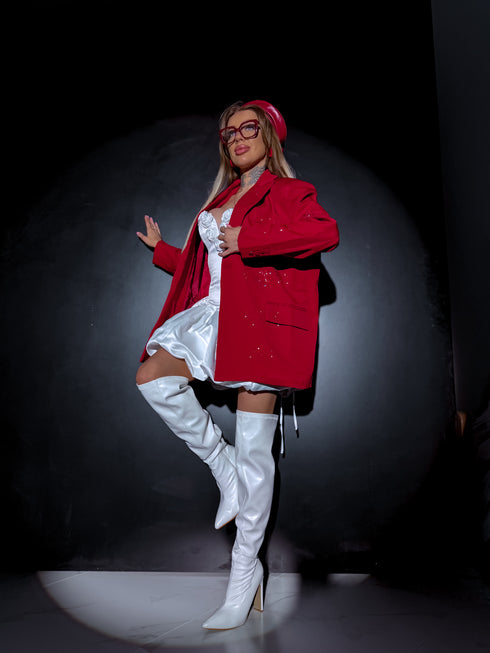 LUX žakete ar kristāliem "FLASH V5200" - SARKANA