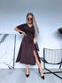 Dress "SOFT HOUR" + belt A19084 - CHOCO