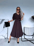 Dress "SOFT HOUR" + belt A19084 - CHOCO