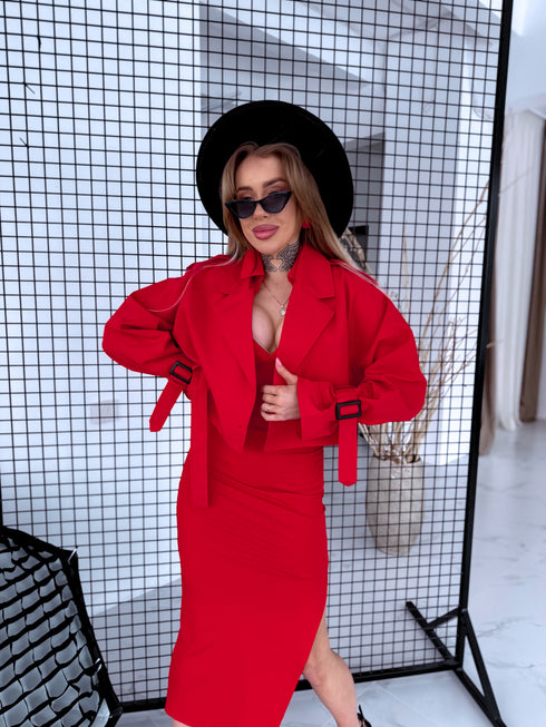 Crop jacket "CASUAL EDIT" V2468 - RED PRE-ORDER