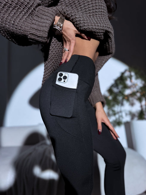 Black leggings with insulation "YOU WON'T FREEZE" 3256