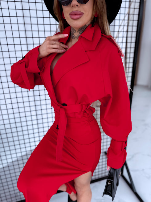 Crop jacket "CASUAL EDIT" V2468 - RED PRE-ORDER