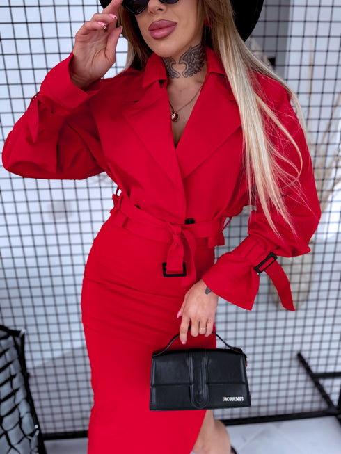 Trumpa viršutinė striukė "CASUAL EDIT" V2468 - RAUDONA