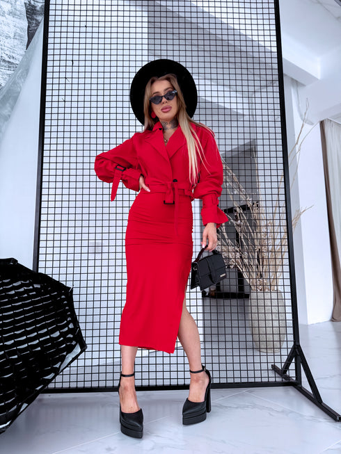 Trumpa viršutinė striukė "CASUAL EDIT" V2468 - RAUDONA