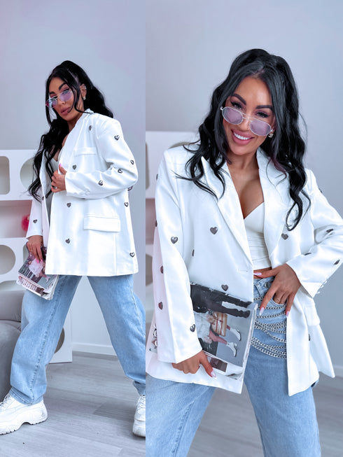 LUX white, ONE SIZE jacket "HEARTS"