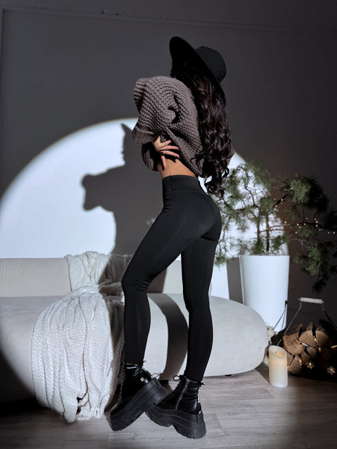 Black leggings with insulation "YOU WON'T FREEZE" 3256