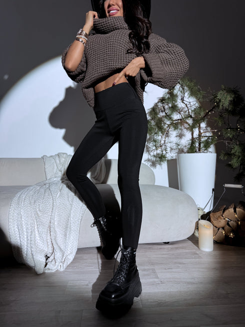 Black leggings with insulation "YOU WON'T FREEZE" 3256