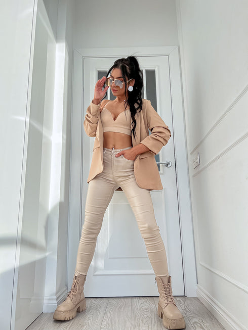 Ādas imitācijas bikses "OCTOBER WARM" Z2150-2 - GAIŠI BĒŠAS