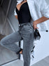 MOM FIT jeans "THROWBACK" HM329-2 - GRAY