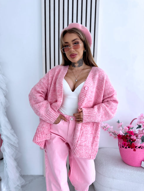 "Warm Mocha PL12571" adīta jaka - maigi rozā