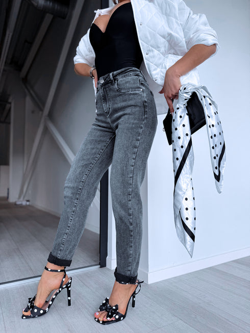 MOM FIT jeans "THROWBACK" HM329-2 - GRAY