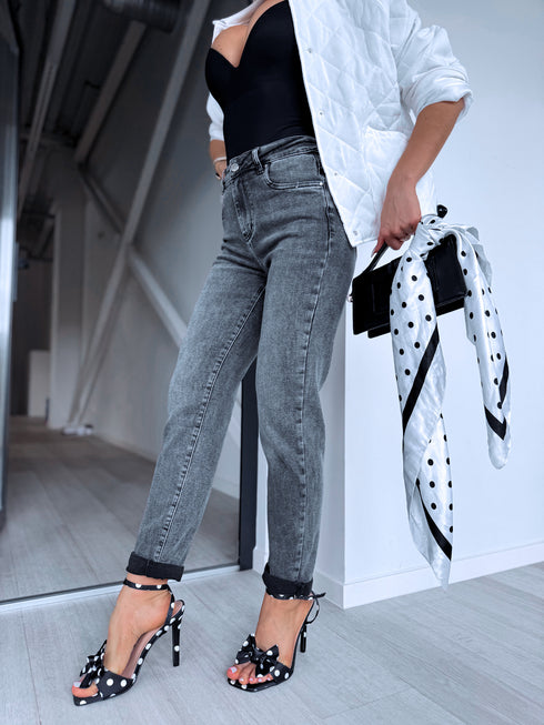 MOM FIT jeans "THROWBACK" HM329-2 - GRAY