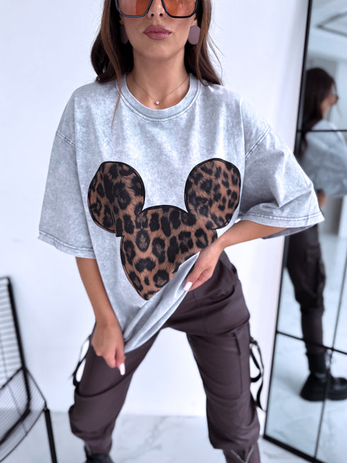 Krekls "LEOPARD MICKEY" - gaiši pelēks