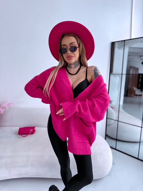 Šilta Mocha PL12571 megzta striukė - aviečių rožinė