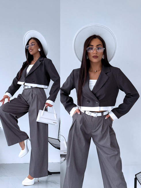 Žakete ar baltu malu "ELLIS" - TUMŠI PELĒKA