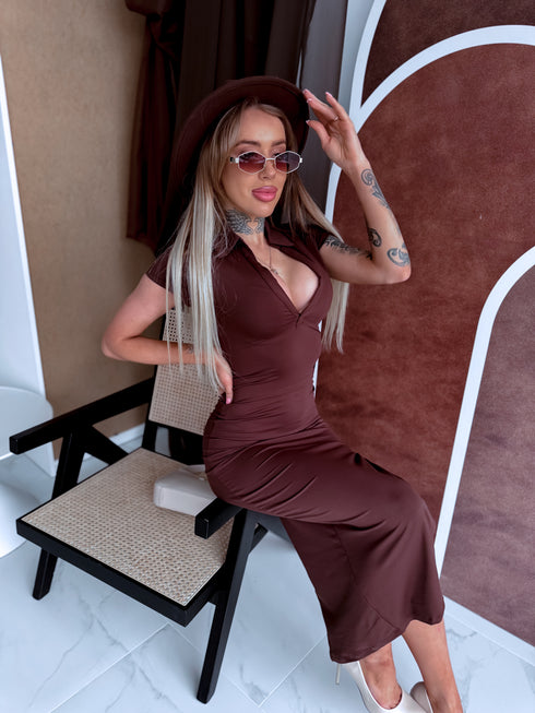 Elastic dress "BODY CONTOUR VD2101" - CHOCO