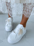 White sneakers with beige insert "FUZZY"