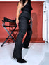 WIDE LEG pants HM6709 "BLACK LEATHER"