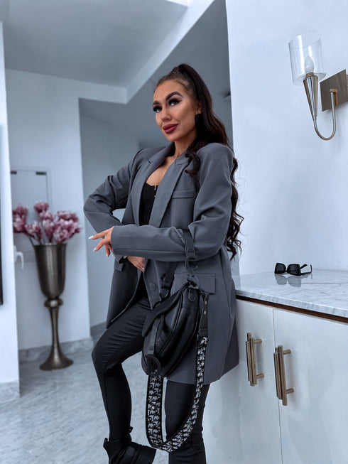 Oversize, classic jacket - GRAY