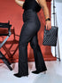 WIDE LEG pants HM6709 "BLACK LEATHER"