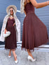Polka dot, REVERSIBLE, pleated skirt - CHOCO