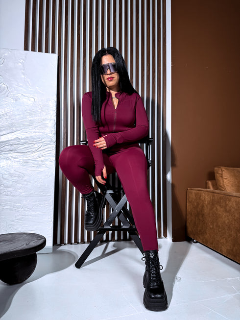 Slimming leggings with underwire 3286 - BURGUNDY